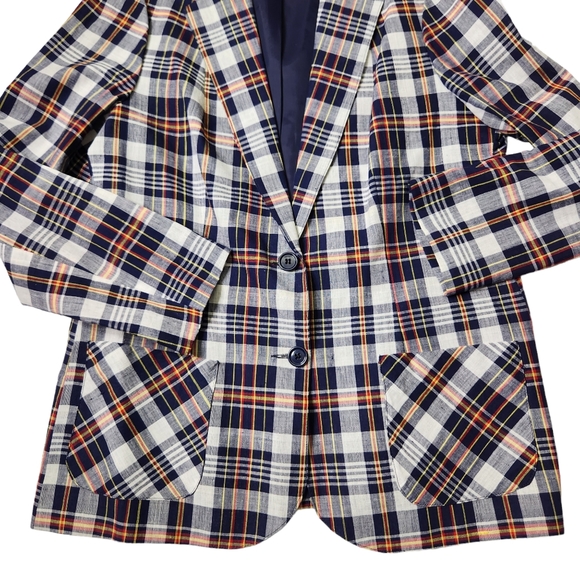 Vintage F.A. Chatta Light Weight Plaid Blazer Jacket Size 14 - Picture 3 of 7